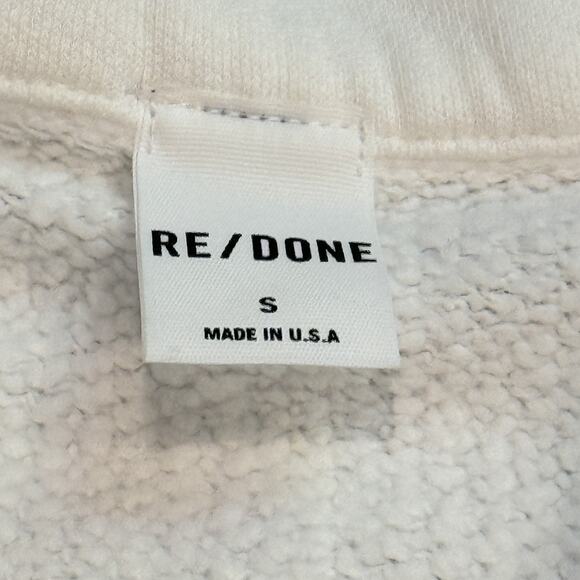 RE/DONE Pullover Womens Small Off White Half Zip‎ Sweatshirt Made USA Cotton - Picture 4 of 16